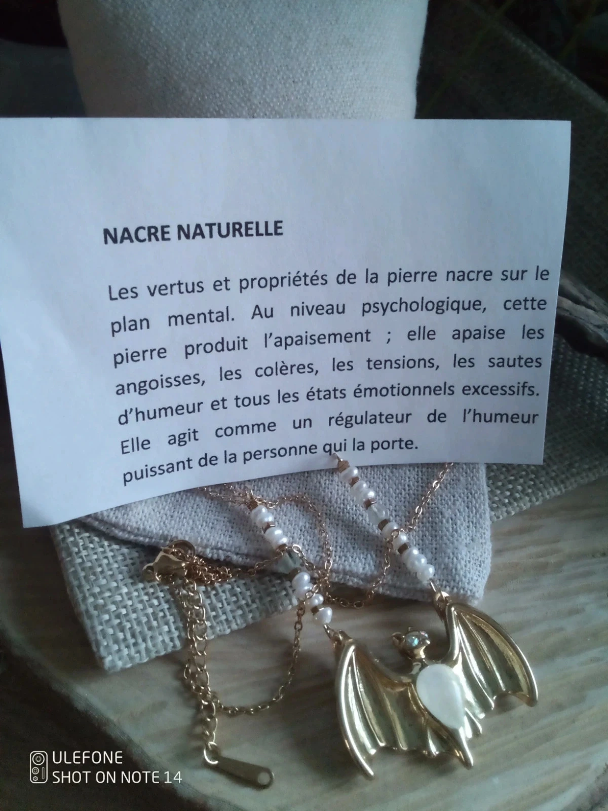 Collier pendentif chauve souris et perle de culture d'eau douce – photo 2